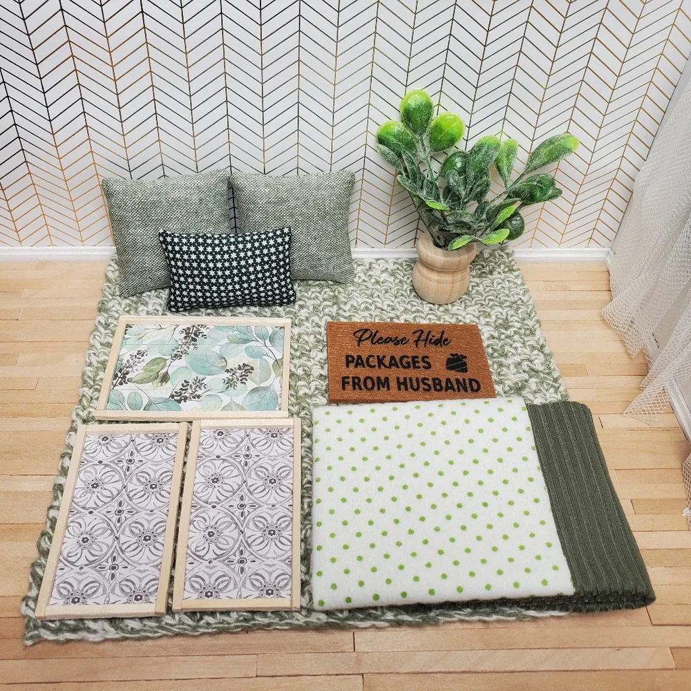 Miniature Dollhouse 1:12 Scale Decorative Set Items Green MAILEG